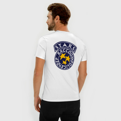 Мужская футболка хлопок Slim S.t.a.r.s. Raccoon city, цвет белый - фото 4