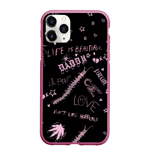 Чехол для iPhone 11 Pro Max матовый LIL Peep - Life Is Beautiful, цвет малиновый