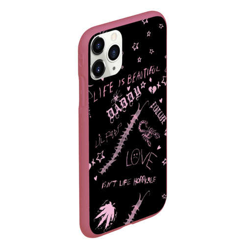 Чехол для iPhone 11 Pro Max матовый LIL Peep - Life Is Beautiful, цвет малиновый - фото 3