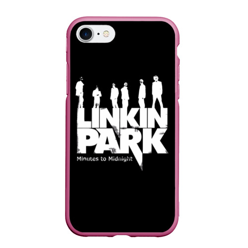 Чехол для iPhone 7/8 матовый Linkin Park Линкин Парк, цвет малиновый