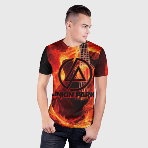 Мужская футболка 3D Slim с принтом Linkin Park, фото на моделе #1