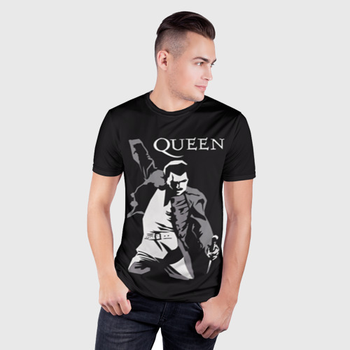 Мужская футболка 3D Slim с принтом Queen, фото на моделе #1