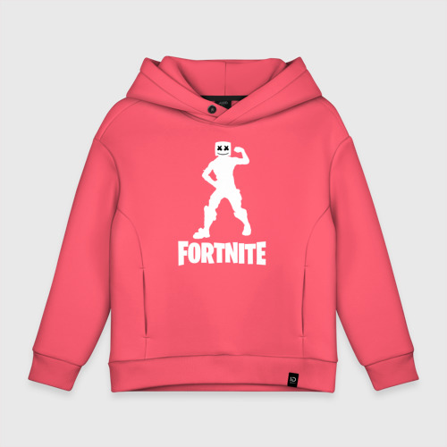 Детское худи Oversize хлопок Fortnite x Marshmello, цвет коралловый