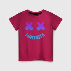 Детская футболка хлопок Fortnite x Marshmello neon