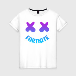 Женская футболка хлопок Fortnite x Marshmello neon