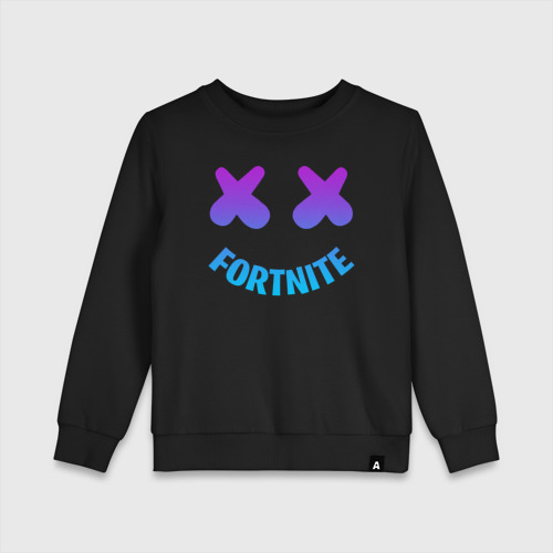 Детский свитшот хлопок Fortnite x Marshmello neon, цвет черный