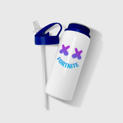 Бутылка для воды с трубочкой Fortnite x Marshmello neon - фото 2