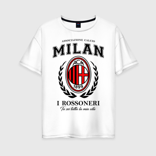 Женская футболка хлопок Oversize с принтом Милан, вид спереди #2