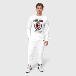 Костюм с принтом Милан для мужчины, вид на модели спереди №2. Цвет основы: белый