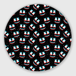 Круглый коврик для мышки Marshmello glitch space