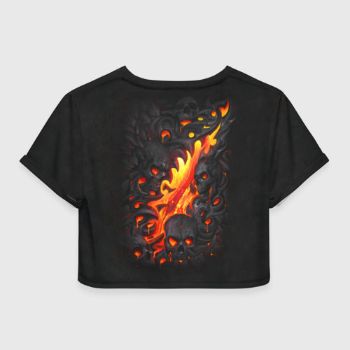 Женская футболка Crop-top 3D Skull Lava, цвет 3D печать - фото 2