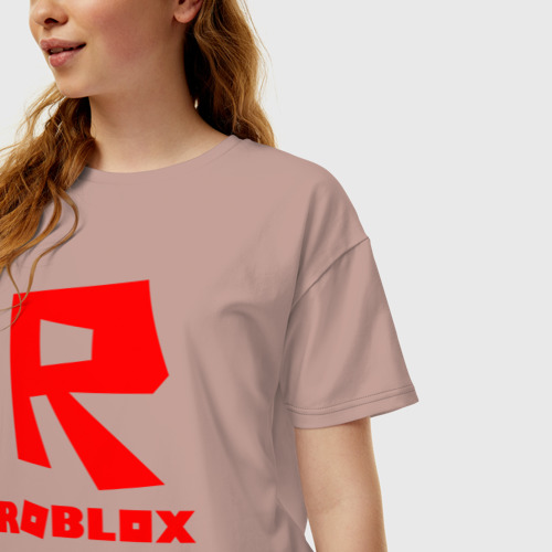 Женская футболка хлопок Oversize Roblox, цвет пыльно-розовый - фото 3