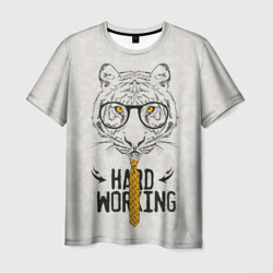 Трудолюбивый офисный тигр – Мужская футболка 3D с принтом купить со скидкой в -26%