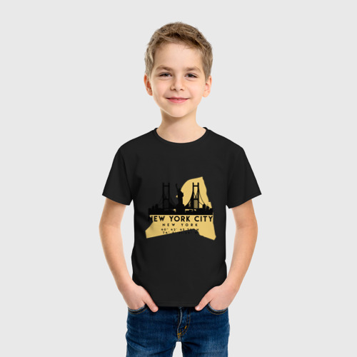 Детская футболка хлопок с принтом Нью-Йорк - США, фото на моделе #1