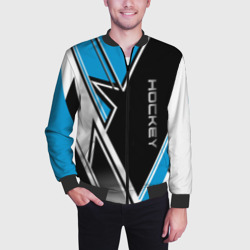 Мужской бомбер 3D Hockey black blue white - фото 2