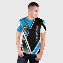 Мужская футболка 3D Slim Hockey black blue white - фото 2