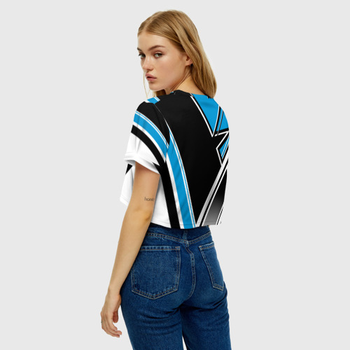 Женская футболка Crop-top 3D Hockey black blue white, цвет 3D печать - фото 5