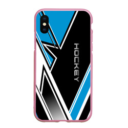 Чехол для iPhone XS Max матовый Hockey black blue white