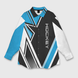 Мужская рубашка oversize 3D Hockey black blue white