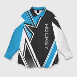 Женская рубашка oversize 3D Hockey black blue white