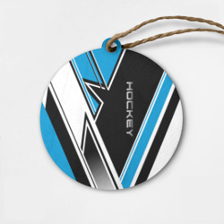 Деревянная игрушка круг Hockey black blue white