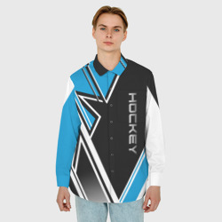 Мужская рубашка oversize 3D Hockey black blue white - фото 2