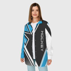 Женская рубашка oversize 3D Hockey black blue white - фото 2