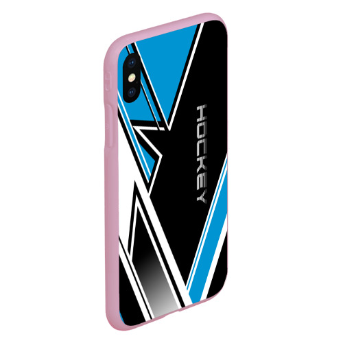 Чехол для iPhone XS Max матовый Hockey black blue white, цвет розовый - фото 3