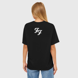 Футболка с принтом Foo Fighters для женщины, вид на модели сзади №2. Цвет основы: белый