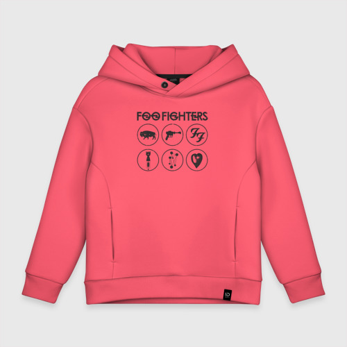 Детское худи Oversize хлопок Foo Fighters, цвет коралловый