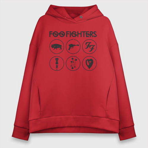 Женское худи Oversize хлопок Foo Fighters, цвет красный