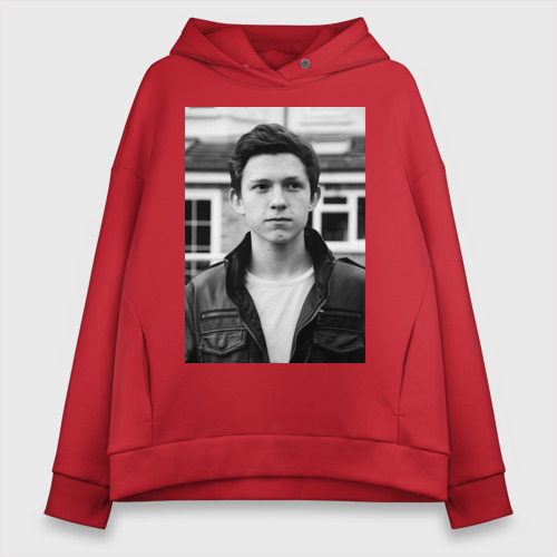 Женское худи Oversize хлопок Tom Holland, цвет красный