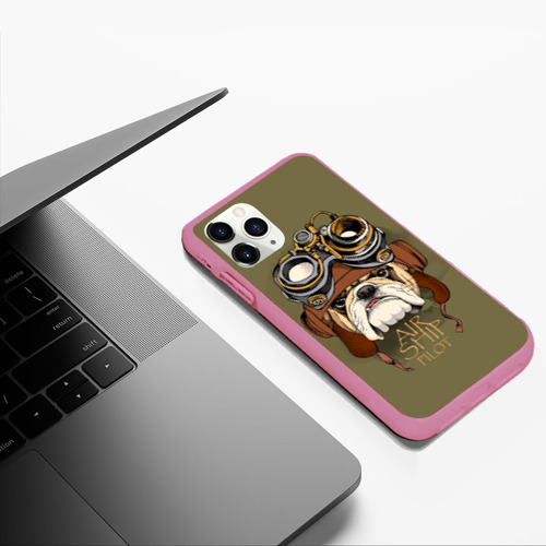 Чехол для iPhone 11 Pro Max матовый Air ship pilot, цвет малиновый - фото 5