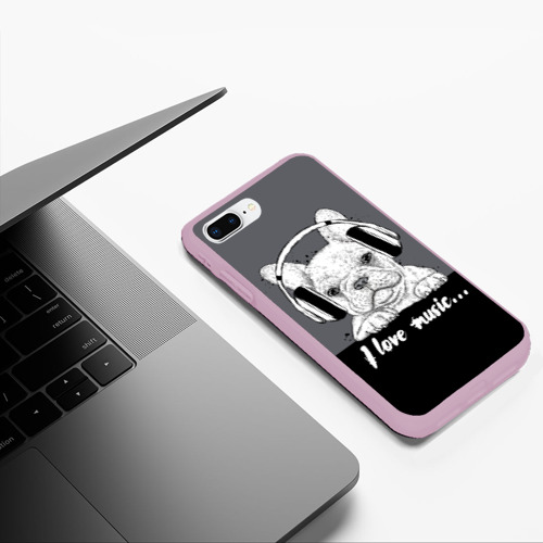 Чехол для iPhone 7Plus/8 Plus матовый I love music…, цвет розовый - фото 5