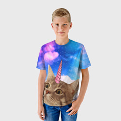 Детская футболка 3D Кот - единорог - фото 2