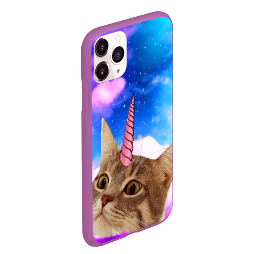 Чехол для iPhone 11 Pro Max матовый Кот - единорог, цвет фиолетовый - фото 3