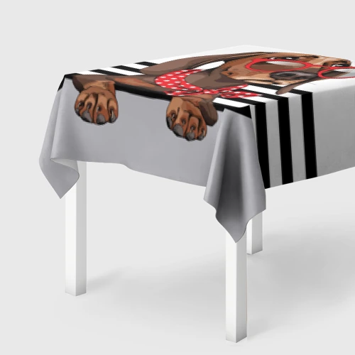 Скатерть 3D Такса в красных очках