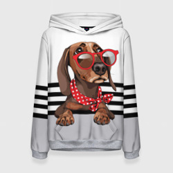 Женская толстовка 3D Такса в красных очках