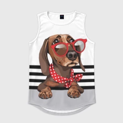 Мужская спортивная майка 3D Такса в красных очках