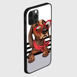 Чехол для iPhone 12 Pro Такса в красных очках - фото 2