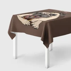 Скатерть 3D Мопс - вечеринка с пончиками