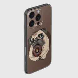 Чехол для iPhone 16 Pro Max силиконовый с защитой камеры Мопс - вечеринка с пончиками - фото 2