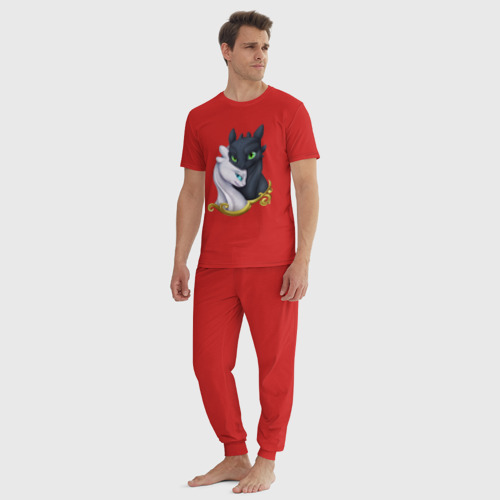 Мужская пижама хлопок с принтом Дневная и ночная фурия, вид сбоку #3