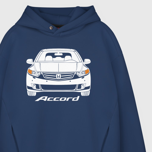 Мужское худи Oversize хлопок Honda Accord 8 поколение, цвет темно-синий - фото 4