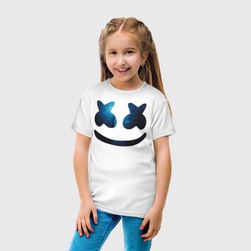 Детская футболка хлопок Marshmello, цвет белый - фото 5