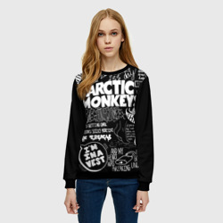Свитшот с принтом Arctic Monkeys для женщины, вид на модели спереди №2. Цвет основы: черный
