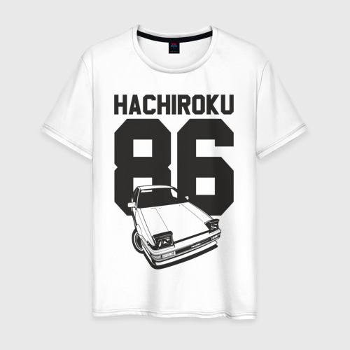 Мужская футболка из хлопка с принтом Toyota AE86 Hachiroku, вид спереди №1