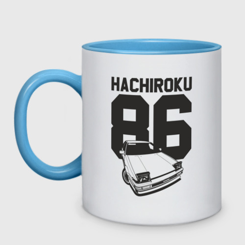 Кружка двухцветная Toyota AE86 Hachiroku, цвет белый + небесно-голубой