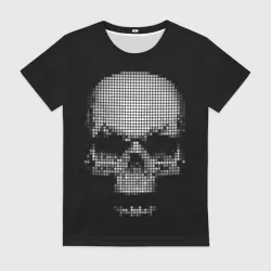 Женская футболка 3D Череп пиксельный мерцающий