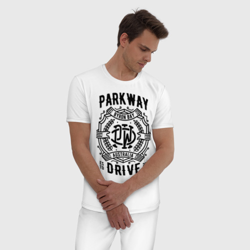 Мужская пижама хлопок с принтом Parkway Drive, фото на моделе #1